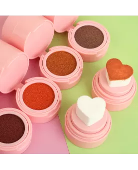 Liquid Blush for Cheeks, Buildable & Blendable Face Blusher, Cheek Stamp Blush with Heart-shaped Applicator, Lightweight Air Cushion Blush for Velvet Matte Finish