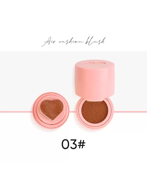 Liquid Blush for Cheeks, Buildable & Blendable Face Blusher, Cheek Stamp Blush with Heart-shaped Applicator, Lightweight Air Cushion Blush for Velvet Matte Finish