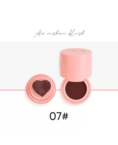 Liquid Blush for Cheeks, Buildable & Blendable Face Blusher, Cheek Stamp Blush with Heart-shaped Applicator, Lightweight Air Cushion Blush for Velvet Matte Finish