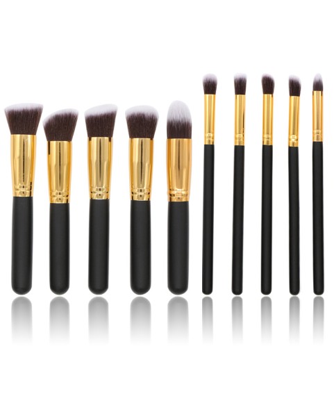 Elegant Makeup Brushes, 10Pcs Wooden Makeup Brush Set 