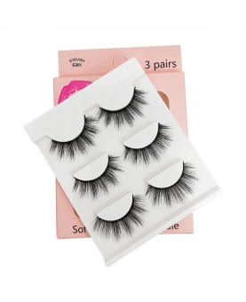 3D False Mink Wispy Lashes,  False Eyelashes, Natural Look Lash Strips, 3 pairs