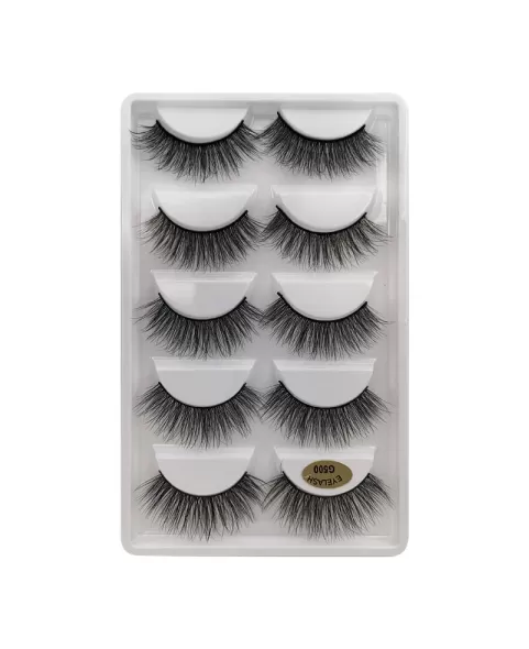 5 Pairs False Mink Lashes Kit, False Lashes Natural Look Eye Lashes Cat Eye Fake Eyelashes
