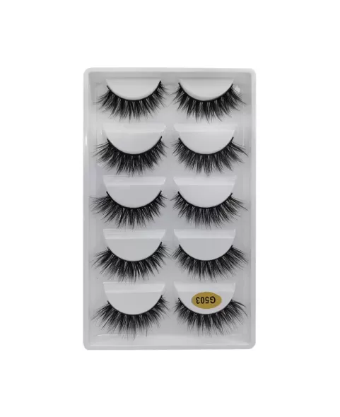 5 Pairs False Mink Lashes Kit, False Lashes Natural Look Eye Lashes Cat Eye Fake Eyelashes
