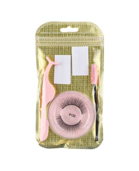 Natural Look, Long Lasting Fluffy Mink Strong-Hold False Eyelashes with Self Adhesive Eyelash Strips Glue Tape