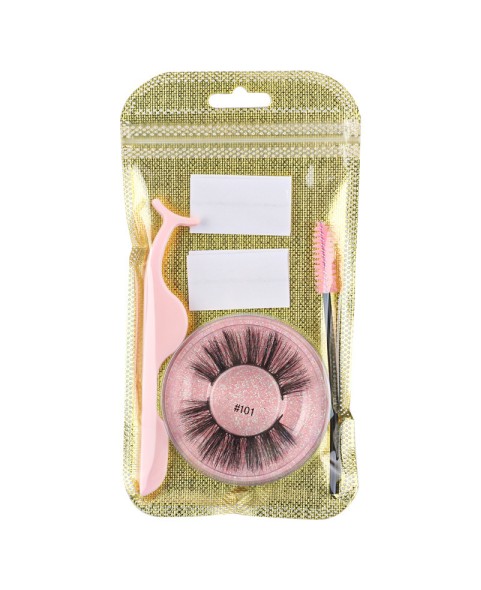Natural Look, Long Lasting Fluffy Mink Strong-Hold False Eyelashes with Self Adhesive Eyelash Strips Glue Tape