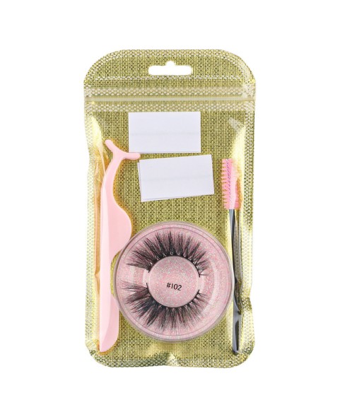 Natural Look, Long Lasting Fluffy Mink Strong-Hold False Eyelashes with Self Adhesive Eyelash Strips Glue Tape