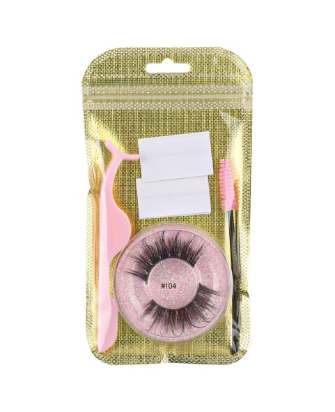 Natural Look, Long Lasting Fluffy Mink Strong-Hold False Eyelashes with Self Adhesive Eyelash Strips Glue Tape