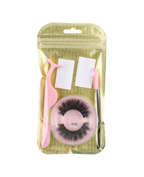 Natural Look, Long Lasting Fluffy Mink Strong-Hold False Eyelashes with Self Adhesive Eyelash Strips Glue Tape