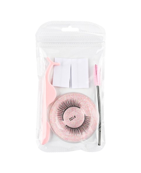 Natural Look, Long Lasting Fluffy Mink Strong-Hold False Eyelashes with Self Adhesive Eyelash Strips Glue Tape