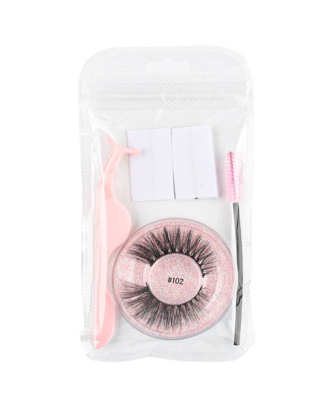 Natural Look, Long Lasting Fluffy Mink Strong-Hold False Eyelashes with Self Adhesive Eyelash Strips Glue Tape