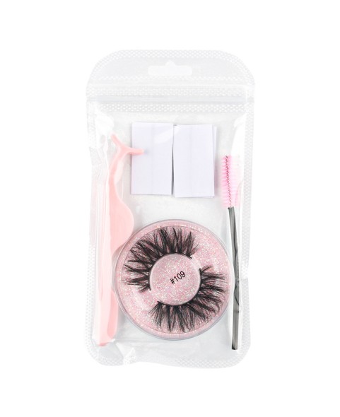 Natural Look, Long Lasting Fluffy Mink Strong-Hold False Eyelashes with Self Adhesive Eyelash Strips Glue Tape