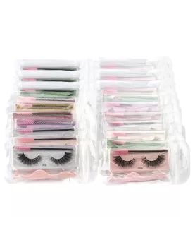 Natural Voluminous False Eyelashes Set, Faux Eyelash Set with 1 Pair Lash ,1 Lash Brush and 1 Lash Tweezer