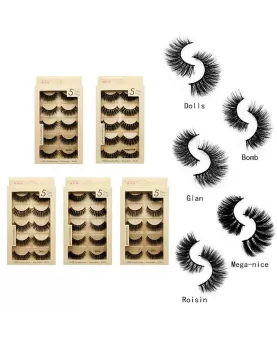 Soft Long Natural 3D Mink Eyelashes 5 Pairs Pack