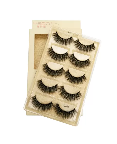 Soft Long Natural 3D Mink Eyelashes 5 Pairs Pack