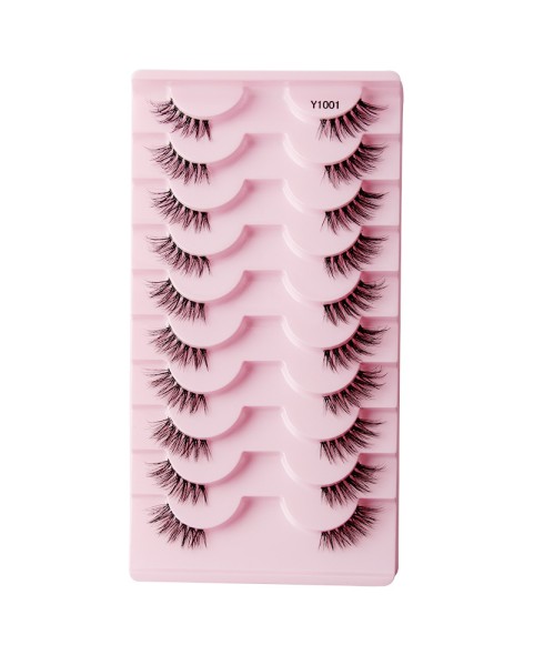 Half Eyelashes Natural Look False Eyelashes, Half Lashes Cat Eye Wispy Eyelashes with Thin Band 3D Volume False Lashes Soft Strip Lashes Pack Natural Eyelashes Fake Lashes 10 Pair