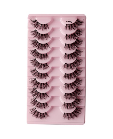 Half Eyelashes Natural Look False Eyelashes, Half Lashes Cat Eye Wispy Eyelashes with Thin Band 3D Volume False Lashes Soft Strip Lashes Pack Natural Eyelashes Fake Lashes 10 Pair