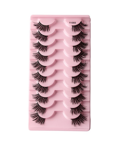 Half Eyelashes Natural Look False Eyelashes, Half Lashes Cat Eye Wispy Eyelashes with Thin Band 3D Volume False Lashes Soft Strip Lashes Pack Natural Eyelashes Fake Lashes 10 Pair