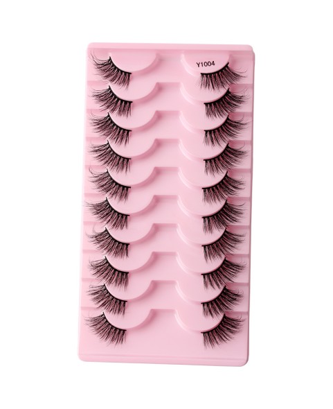 Half Eyelashes Natural Look False Eyelashes, Half Lashes Cat Eye Wispy Eyelashes with Thin Band 3D Volume False Lashes Soft Strip Lashes Pack Natural Eyelashes Fake Lashes 10 Pair