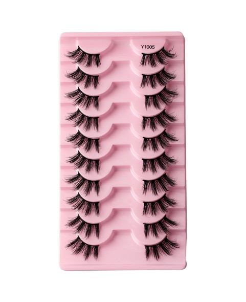 Half Eyelashes Natural Look False Eyelashes, Half Lashes Cat Eye Wispy Eyelashes with Thin Band 3D Volume False Lashes Soft Strip Lashes Pack Natural Eyelashes Fake Lashes 10 Pair