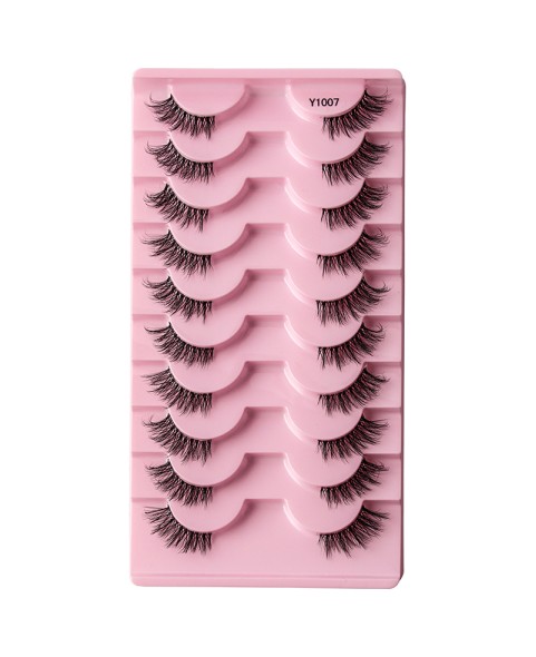 Half Eyelashes Natural Look False Eyelashes, Half Lashes Cat Eye Wispy Eyelashes with Thin Band 3D Volume False Lashes Soft Strip Lashes Pack Natural Eyelashes Fake Lashes 10 Pair