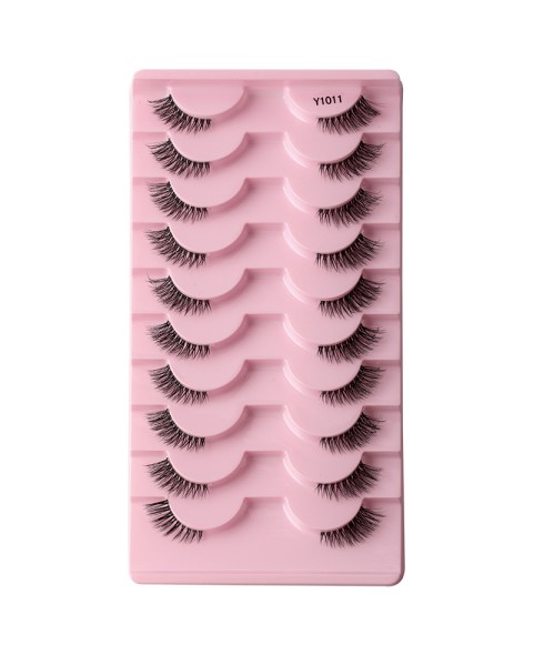 Half Eyelashes Natural Look False Eyelashes, Half Lashes Cat Eye Wispy Eyelashes with Thin Band 3D Volume False Lashes Soft Strip Lashes Pack Natural Eyelashes Fake Lashes 10 Pair