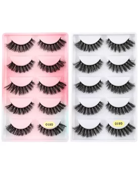 5 Pairs 3D False Eyelashes, 3D Faux Mink Fake Eyelashes Handmade Dramatic Thick Crossed Cluster False Eyelashes Black Nature Fluffy Long Soft Reusable Eyelashes
