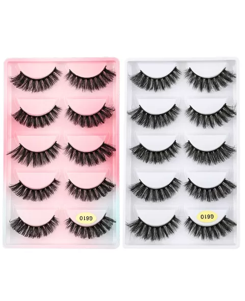 5 Pairs 3D False Eyelashes, 3D Faux Mink Fake Eyelashes Handmade Dramatic Thick Crossed Cluster False Eyelashes Black Nature Fluffy Long Soft Reusable Eyelashes