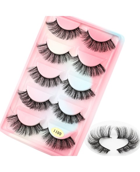 5 Pairs 3D False Eyelashes, 3D Faux Mink Fake Eyelashes Handmade Dramatic Thick Crossed Cluster False Eyelashes Black Nature Fluffy Long Soft Reusable Eyelashes