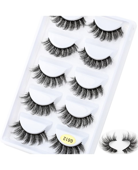 5 Pairs 3D False Eyelashes, 3D Faux Mink Fake Eyelashes Handmade Dramatic Thick Crossed Cluster False Eyelashes Black Nature Fluffy Long Soft Reusable Eyelashes