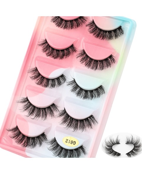 5 Pairs 3D False Eyelashes, 3D Faux Mink Fake Eyelashes Handmade Dramatic Thick Crossed Cluster False Eyelashes Black Nature Fluffy Long Soft Reusable Eyelashes