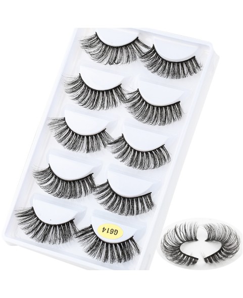 5 Pairs 3D False Eyelashes, 3D Faux Mink Fake Eyelashes Handmade Dramatic Thick Crossed Cluster False Eyelashes Black Nature Fluffy Long Soft Reusable Eyelashes