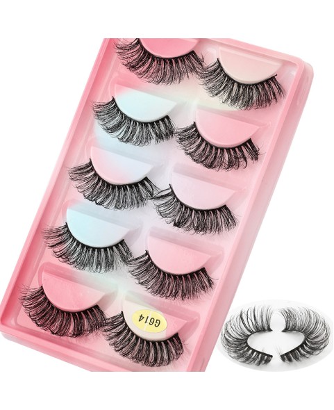 5 Pairs 3D False Eyelashes, 3D Faux Mink Fake Eyelashes Handmade Dramatic Thick Crossed Cluster False Eyelashes Black Nature Fluffy Long Soft Reusable Eyelashes