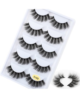 5 Pairs 3D False Eyelashes, 3D Faux Mink Fake Eyelashes Handmade Dramatic Thick Crossed Cluster False Eyelashes Black Nature Fluffy Long Soft Reusable Eyelashes