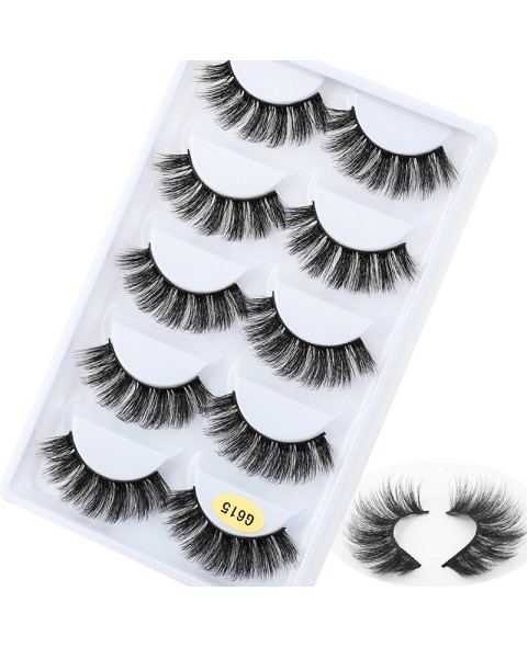 5 Pairs 3D False Eyelashes, 3D Faux Mink Fake Eyelashes Handmade Dramatic Thick Crossed Cluster False Eyelashes Black Nature Fluffy Long Soft Reusable Eyelashes