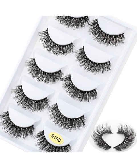 5 Pairs 3D False Eyelashes, 3D Faux Mink Fake Eyelashes Handmade Dramatic Thick Crossed Cluster False Eyelashes Black Nature Fluffy Long Soft Reusable Eyelashes