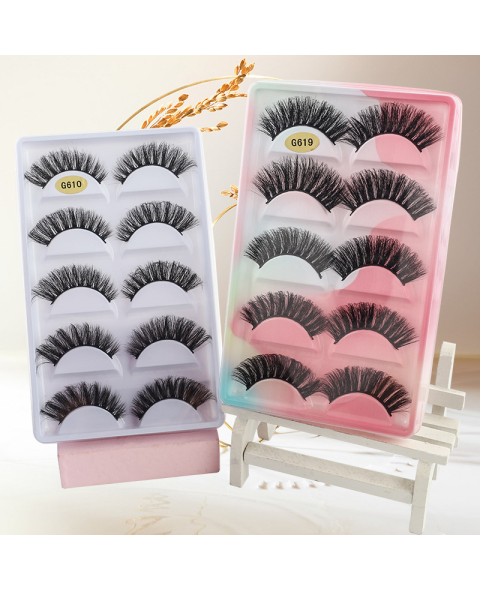 5 Pairs 3D False Eyelashes, 3D Faux Mink Fake Eyelashes Handmade Dramatic Thick Crossed Cluster False Eyelashes Black Nature Fluffy Long Soft Reusable Eyelashes