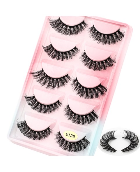 5 Pairs 3D False Eyelashes, 3D Faux Mink Fake Eyelashes Handmade Dramatic Thick Crossed Cluster False Eyelashes Black Nature Fluffy Long Soft Reusable Eyelashes