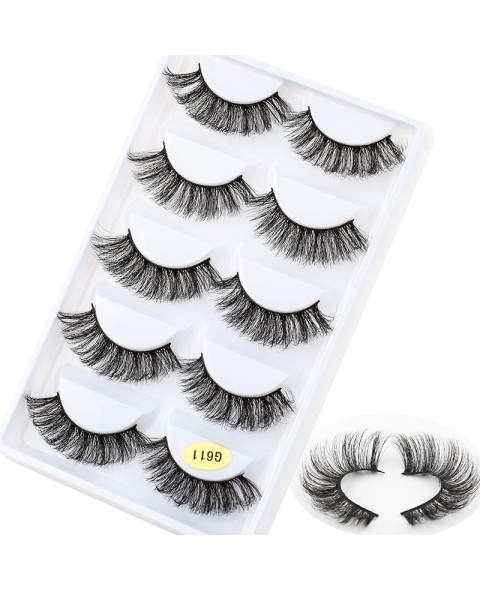 5 Pairs 3D False Eyelashes, 3D Faux Mink Fake Eyelashes Handmade Dramatic Thick Crossed Cluster False Eyelashes Black Nature Fluffy Long Soft Reusable Eyelashes