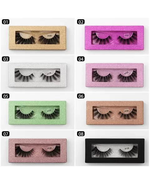 False Eyelashes, Matte Black Faux Mink Collection, 3D Volume Lash, Soft & Matte Finish, 1 Pair Fake Eyelashes