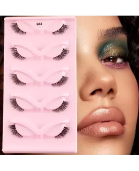 Lashes Natural Look Cat Eye False Eyelashes Fluffy Fox Eye Lashes Wispy Lashes Strip Fake Eyelash Extension, 5 Pairs Pack