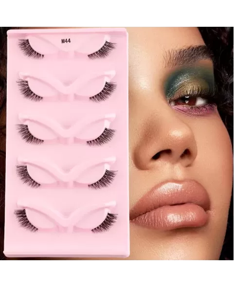 Lashes Natural Look Cat Eye False Eyelashes Fluffy Fox Eye Lashes Wispy Lashes Strip Fake Eyelash Extension, 5 Pairs Pack