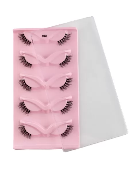 Lashes Natural Look Cat Eye False Eyelashes Fluffy Fox Eye Lashes Wispy Lashes Strip Fake Eyelash Extension, 5 Pairs Pack