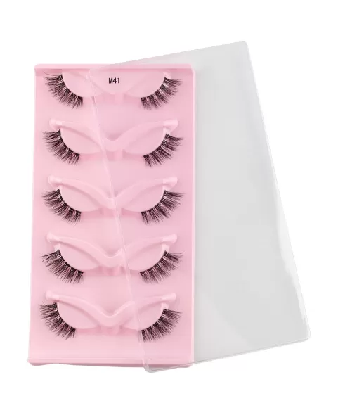 Lashes Natural Look Cat Eye False Eyelashes Fluffy Fox Eye Lashes Wispy Lashes Strip Fake Eyelash Extension, 5 Pairs Pack