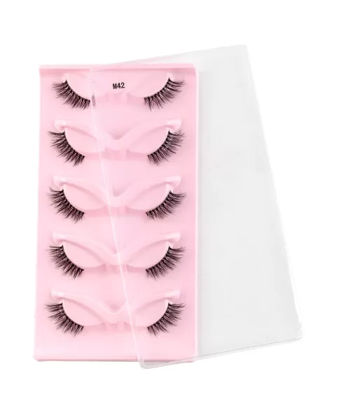 Lashes Natural Look Cat Eye False Eyelashes Fluffy Fox Eye Lashes Wispy Lashes Strip Fake Eyelash Extension, 5 Pairs Pack