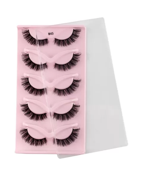 Lashes Natural Look Cat Eye False Eyelashes Fluffy Fox Eye Lashes Wispy Lashes Strip Fake Eyelash Extension, 5 Pairs Pack