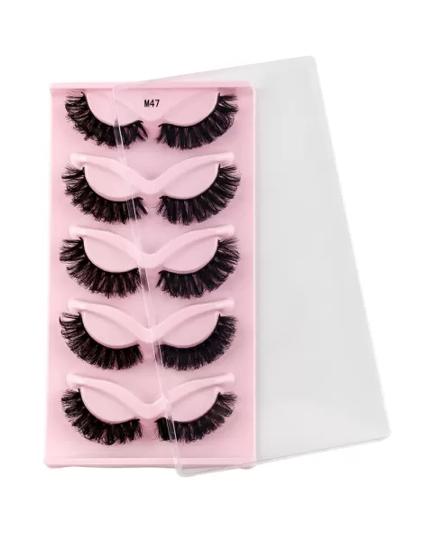 Lashes Natural Look Cat Eye False Eyelashes Fluffy Fox Eye Lashes Wispy Lashes Strip Fake Eyelash Extension, 5 Pairs Pack