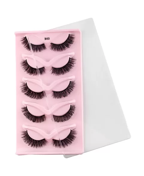 Lashes Natural Look Cat Eye False Eyelashes Fluffy Fox Eye Lashes Wispy Lashes Strip Fake Eyelash Extension, 5 Pairs Pack