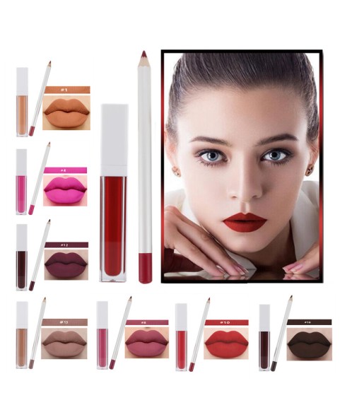 Matte Lipstick & Lipliner Makeup Set #21 Shades Available