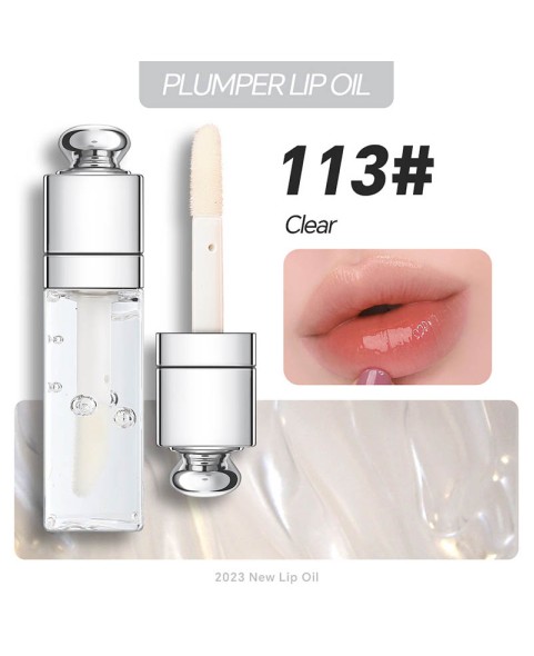 Plumping Lip Oil,Hydrating Gloss Tinted Lip Balm Transparent Lip Care,Big Brush Head Glitter Shine,Long Lasting Nourishing Non-sticky Fresh Textureand