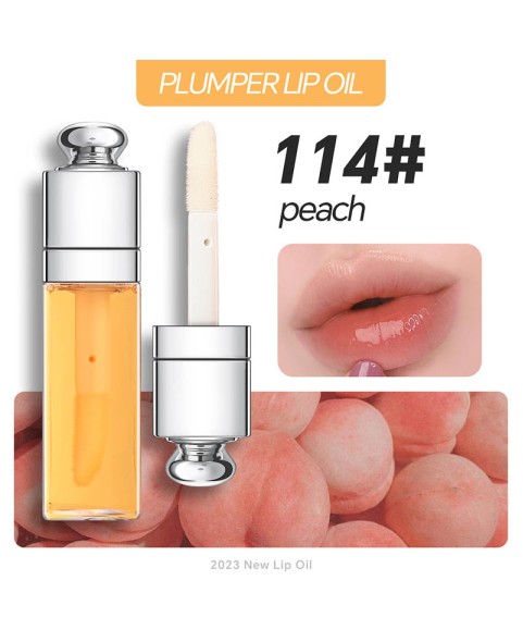 Plumping Lip Oil,Hydrating Gloss Tinted Lip Balm Transparent Lip Care,Big Brush Head Glitter Shine,Long Lasting Nourishing Non-sticky Fresh Textureand